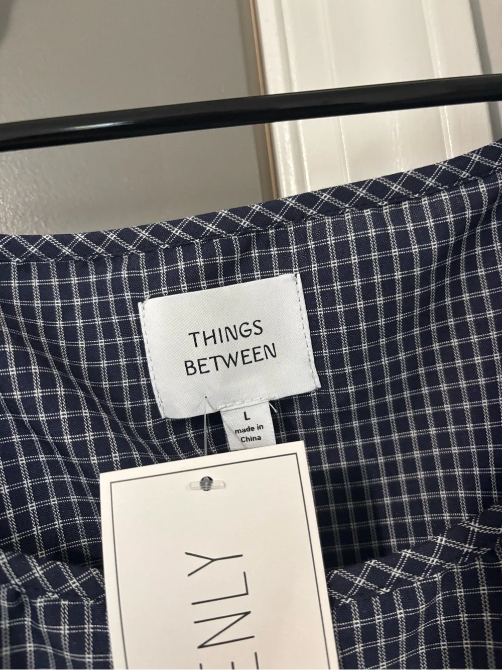 NWT Things Between Plaid Puff Sleeve Top